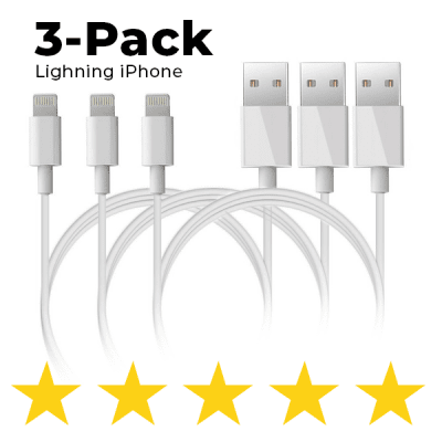 3-pack - Lightning laddare iPhone X/8/7/6S/6/5S/SE iOS12 1 Meter